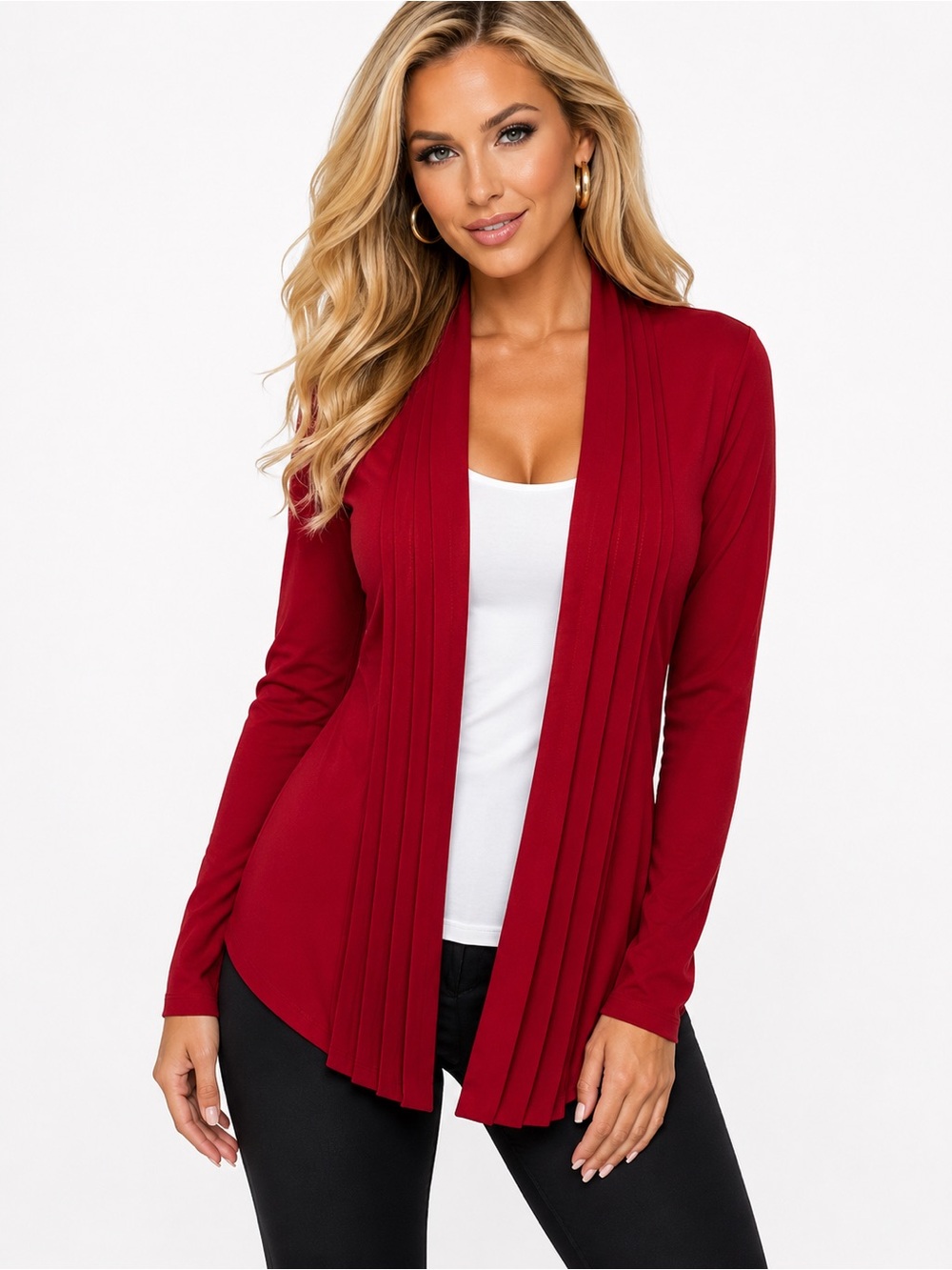 Made In Heaven Women’s Medium Red Open Front Cardigan NWT Long Sleeve